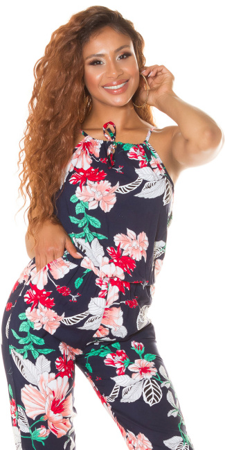Trendy Summer Neck Overall with print Navy